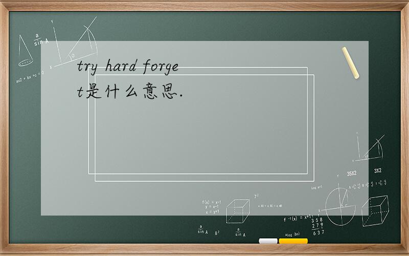 try hard forget是什么意思.