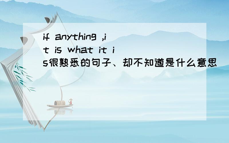 if anything ,it is what it is很熟悉的句子、却不知道是什么意思